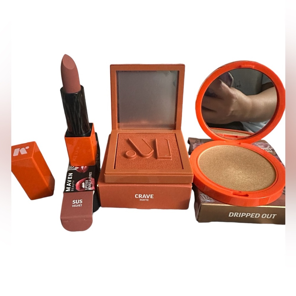 Maven🥳HOST PICK🥳 Bundle 3D Cheek Powder, Highlighter & Sue Velvet Lipstick NIB